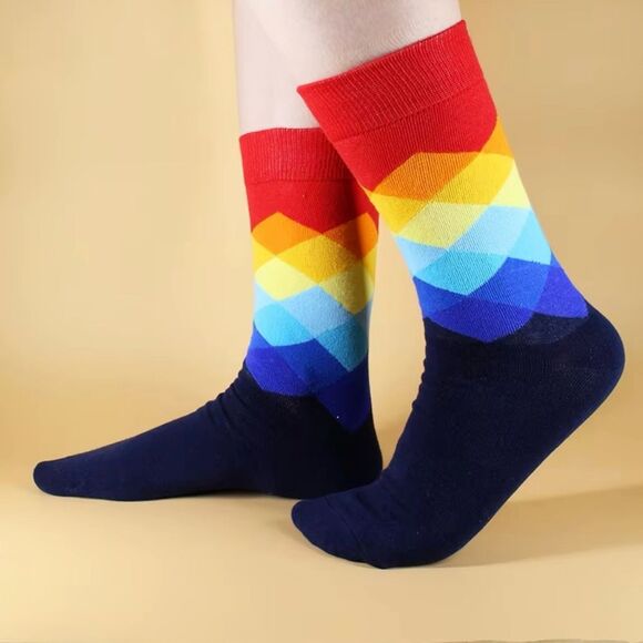 Multicolor Abstract Pattern Socks Pride Colorful - Picture 1 of 4